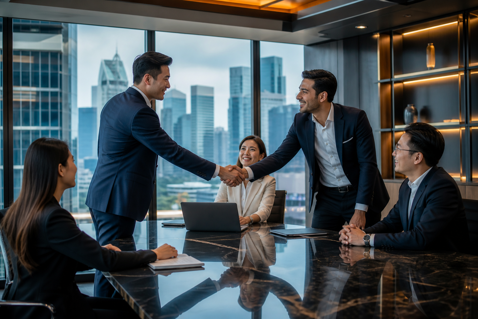 Corporate Strategy Meeting in Singapore Boardroom